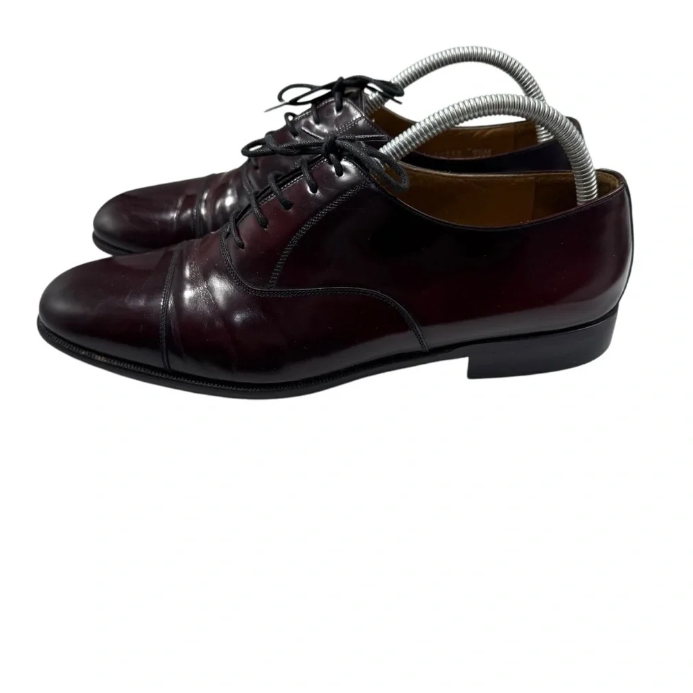 Caporicci cap toe burgundy leather oxford shoes size 9.5 32113 hand made Italy